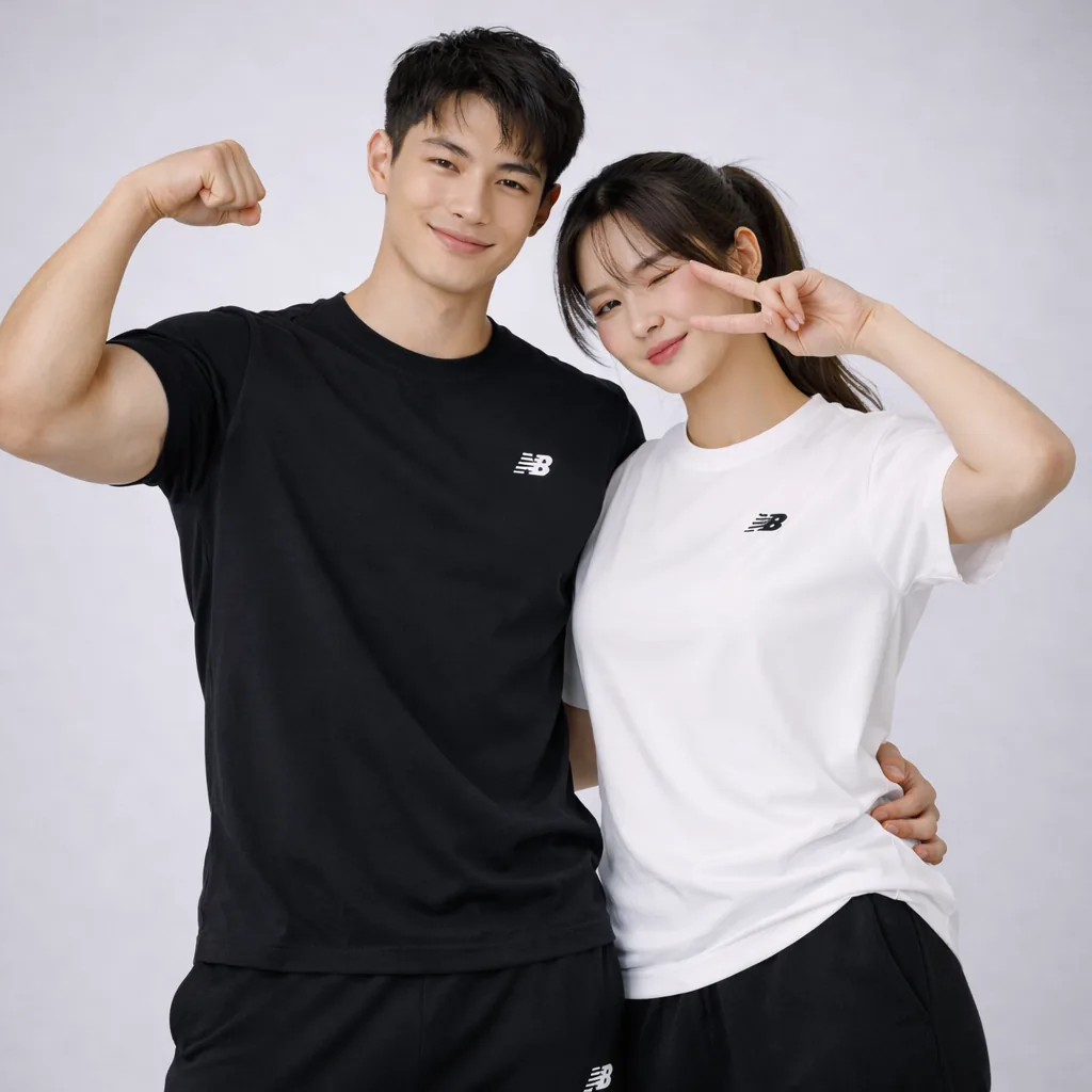 쿠팡 뉴발란스 반팔 라운드 티 스탠다드핏 스몰로고자수 남여공용 D8323
