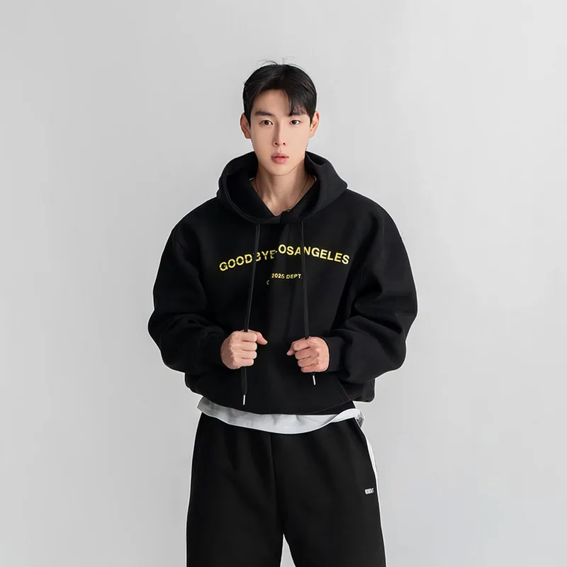 쿠팡 ANYOU 남성 캐주얼 레터 프린팅 후드티 오버핏 기모 맨투맨