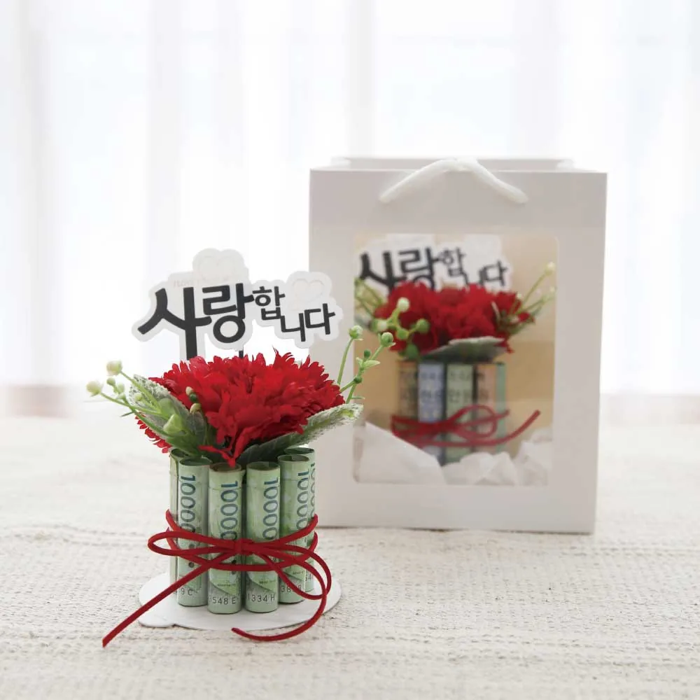 쿠팡 퍼니벨 카네이션 꽃 용돈박스 플라워케이크