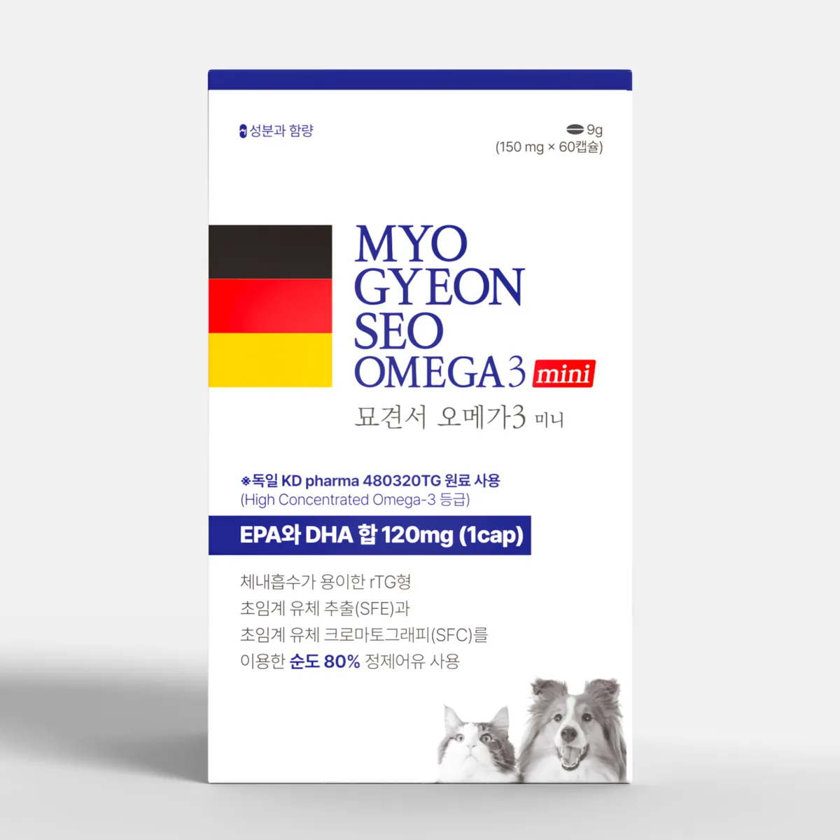 쿠팡 묘견서 강아지 고양이 오메가3 미니 3oval 60캡슐 순도 80% KDpharma 독일 원료