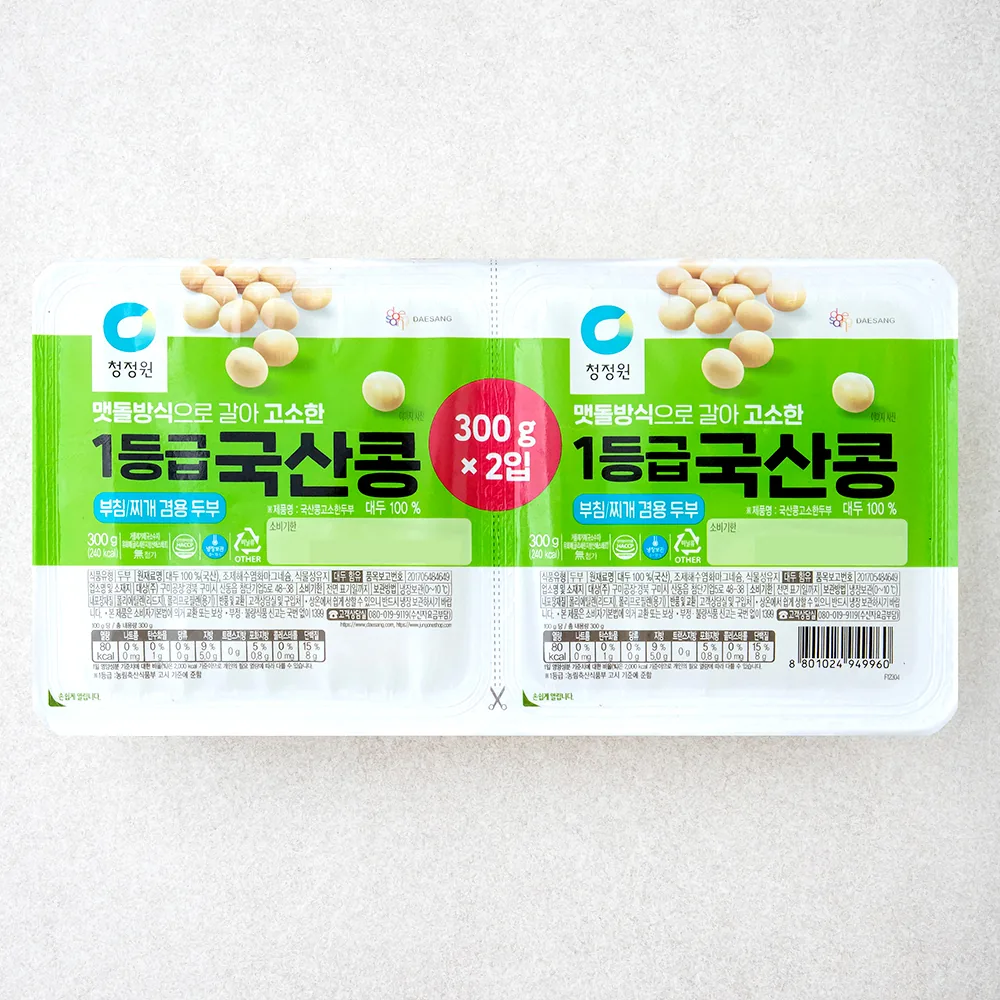 쿠팡 청정원 1등급 국산콩 두부 부침찌개 겸용