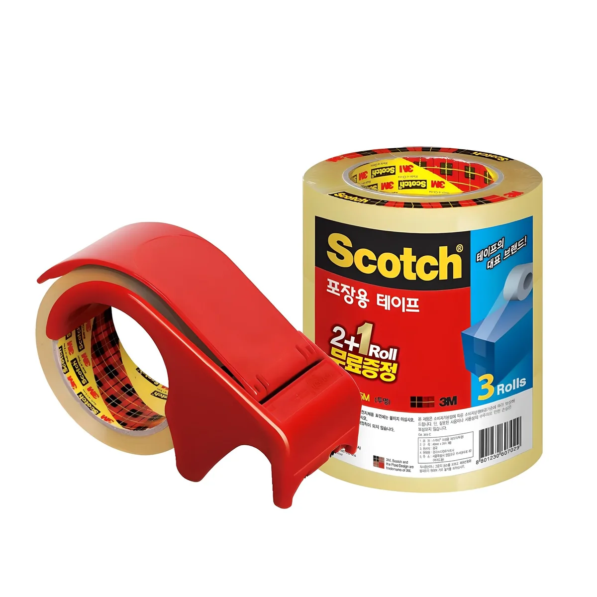 쿠팡 스카치 포장용 테이프 디스펜서 DP-300RD + 리필 3625V 48mm × 25m 3p 세트