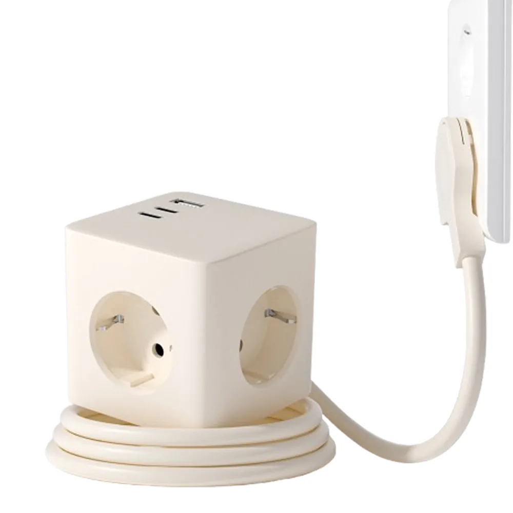 쿠팡 바우토 납작 큐브 고용량 멀티탭 콘센트 3구 USB 4000W