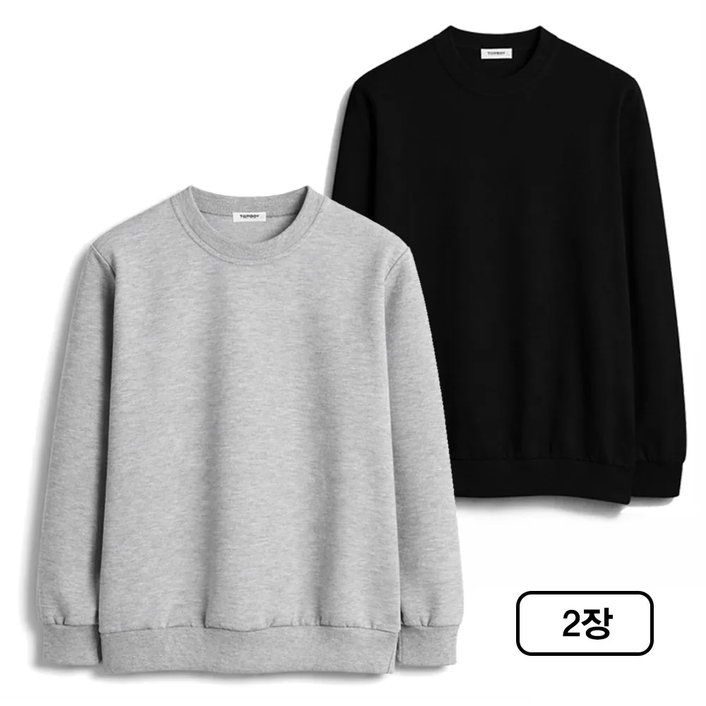 쿠팡 탑보이 2장 세트 특양면 무지 맨투맨 빅사이즈 M-5XL (SCC5223PT)