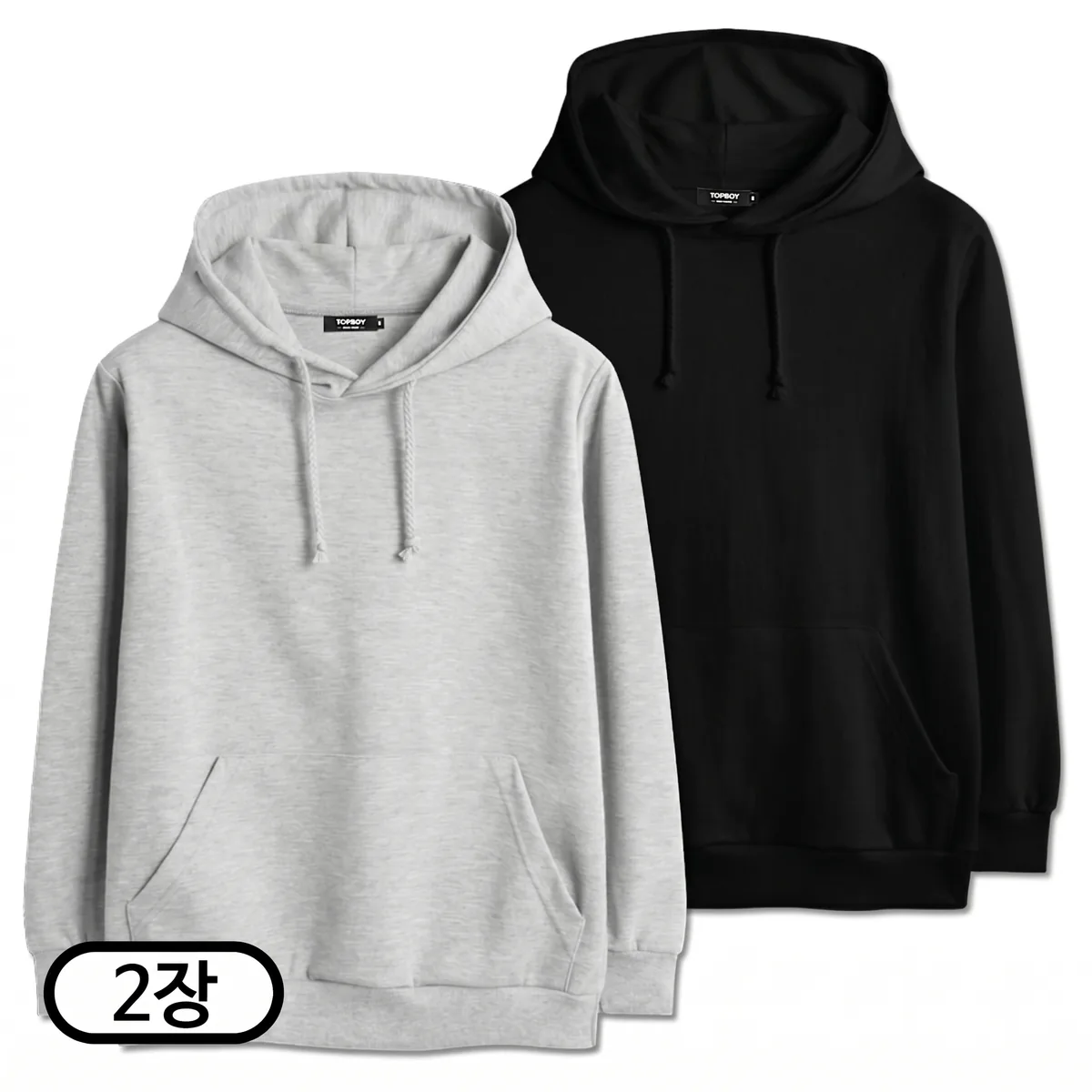 쿠팡 탑보이 2장 세트 특양면 무지 후드티 M-5XL (SCC5222PT)