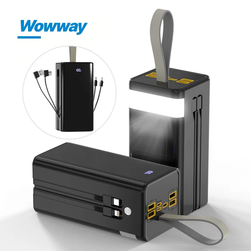 쿠팡 WOWWAY 대용량 보조배터리 50000mAh 고속충전 PD+QC3.0 일체형 휴대용 전원 파워뱅크 블랙