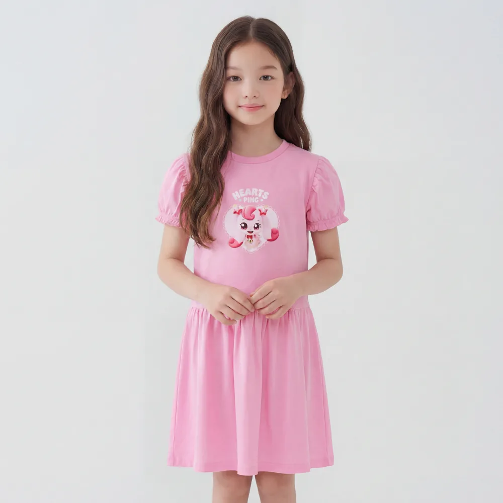 쿠팡 프리미에팜 아동용 캐치 티니핑 순면 퍼프 5부 프릴 원피스