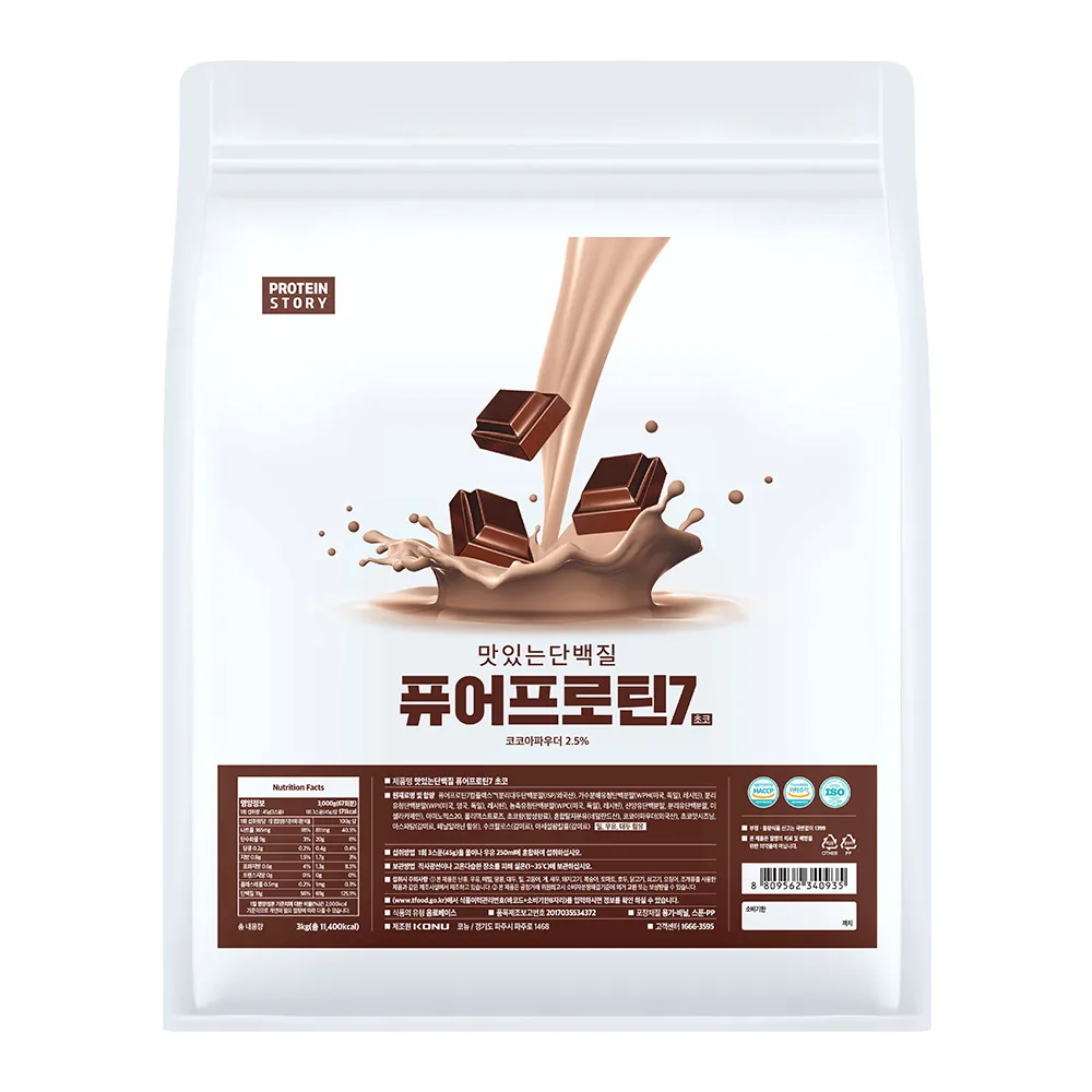 쿠팡 프로틴스토리 맛있는 단백질 퓨어프로틴7 3kg 쇼콜라초코