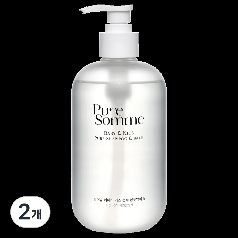 쿠팡 퓨어솜 베이비 키즈 민감성 보습 아토 케어 순수 샴푸앤바스 2개 500ml