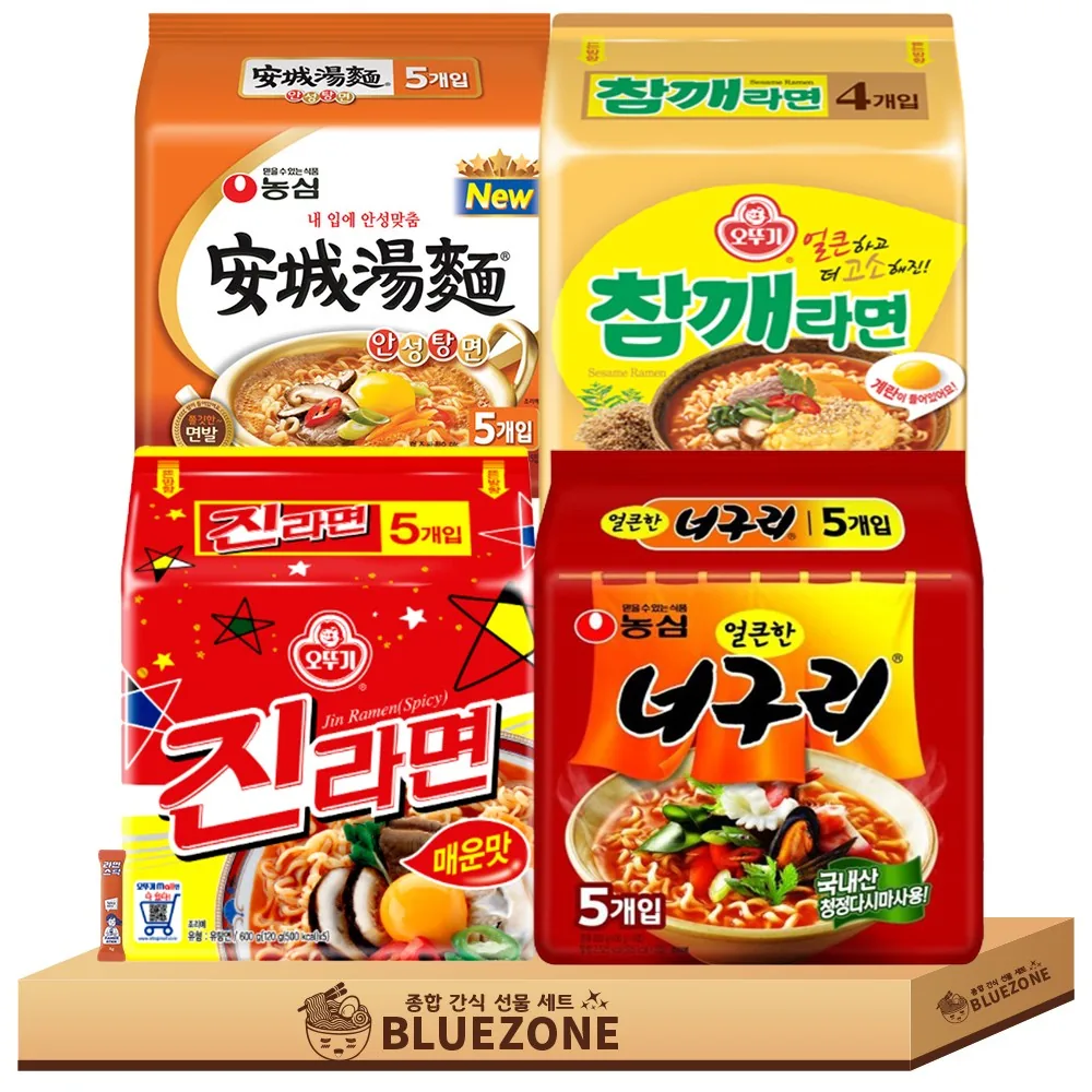 쿠팡 봉지라면 4종 E세트 (진매+너구리+참깨라면+안성탕면)