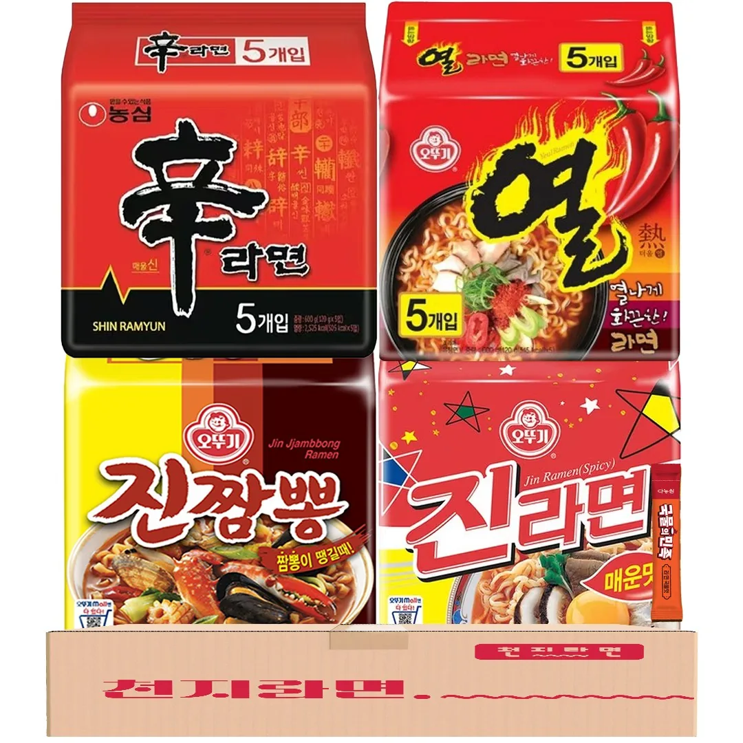 쿠팡 열짬신 봉지라면세트 19개 (신라면 5입+진짬뽕 4입+진라면(매) 5입+열라면 5입)