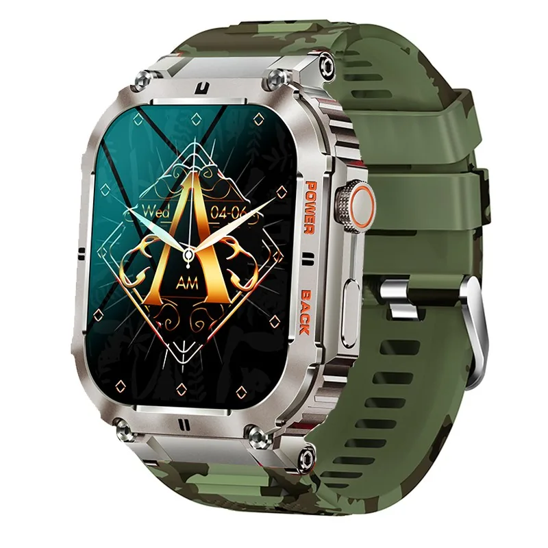 쿠팡 RichMagic K57PRO 1.96인치 아웃도어 스마트워치 블루투스통화 음성비서 GPS IP68 방수 49mm 녹색