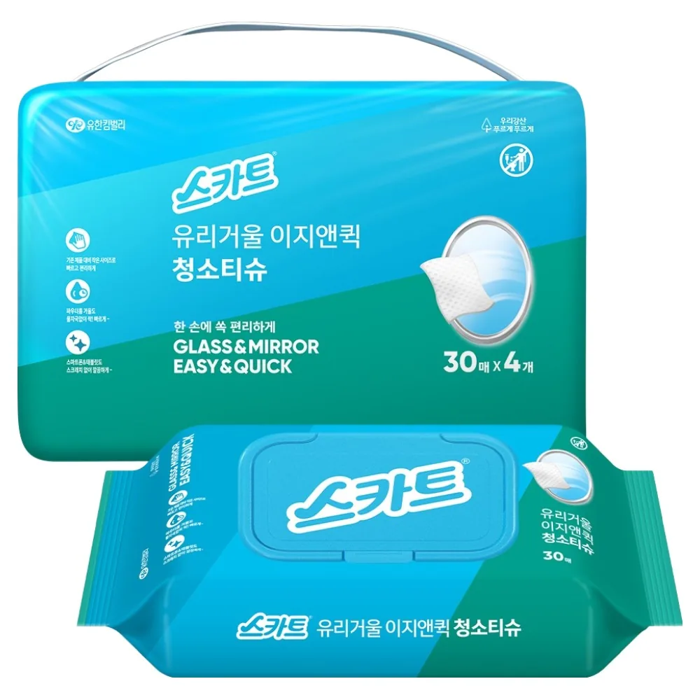 쿠팡 스카트 유리거울 이지앤퀵 청소티슈 30p
