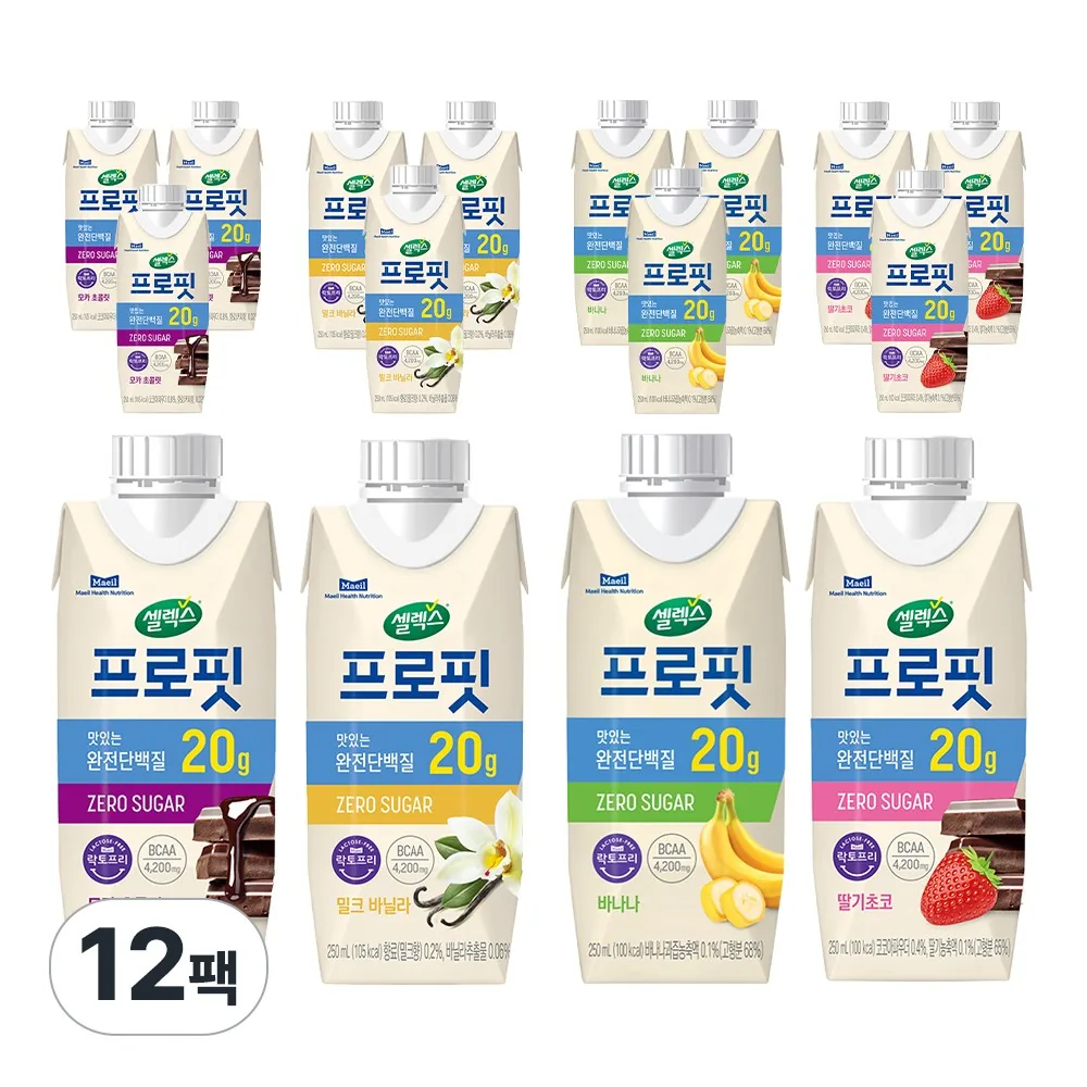 쿠팡 셀렉스 프로핏 모카초콜릿 3팩+밀크바닐라 3팩+바나나 3팩+딸기초코 3팩