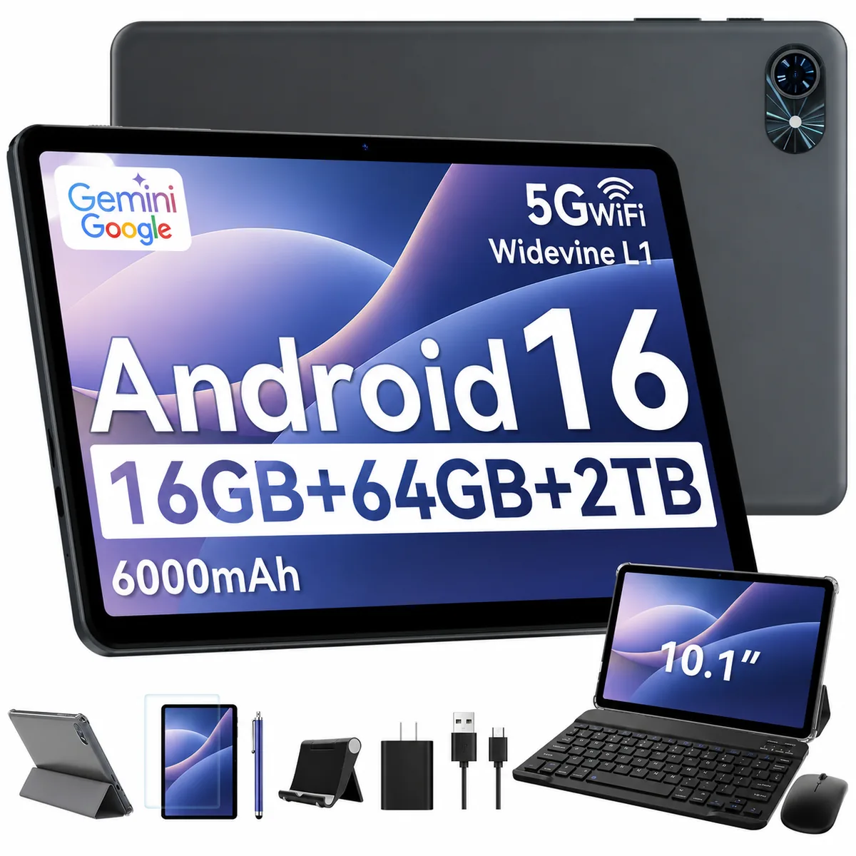쿠팡 TABWEE 10.1인치 태블릿 PC Gemini 2.0 지원 키보드+펜 포함 16GB+64GB 회색 Wi-Fi