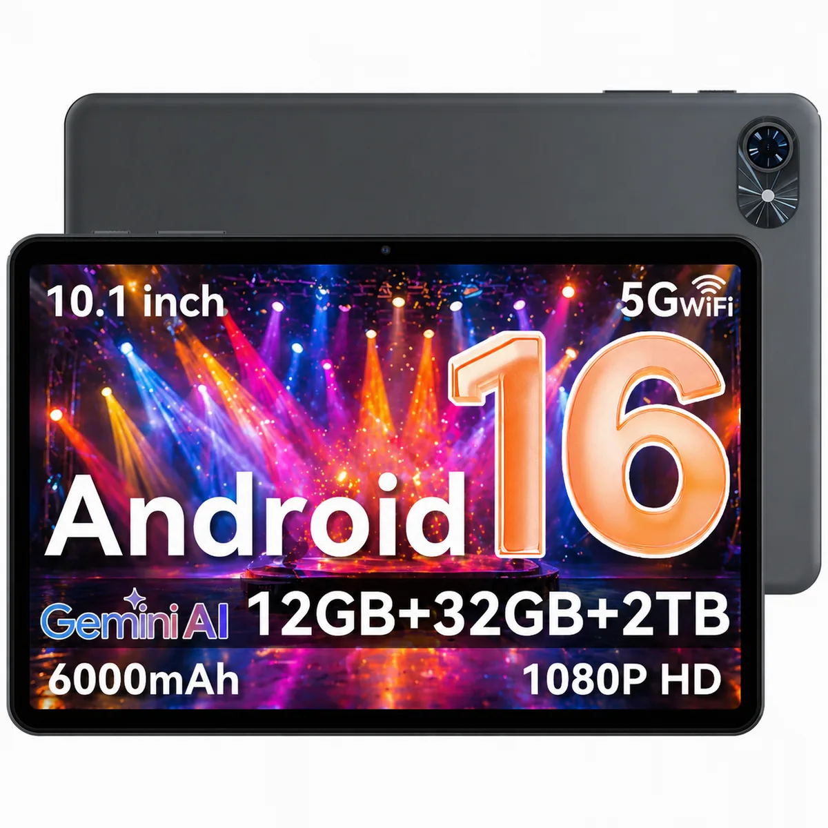 쿠팡 TABWEE 태블릿 12 3+9GB 32GB 6000mAh Android16 Gemini 2 10인치 HD+ IPS 디스플레이 Wi-Fi6 듀얼스피커 GMS인증 회색