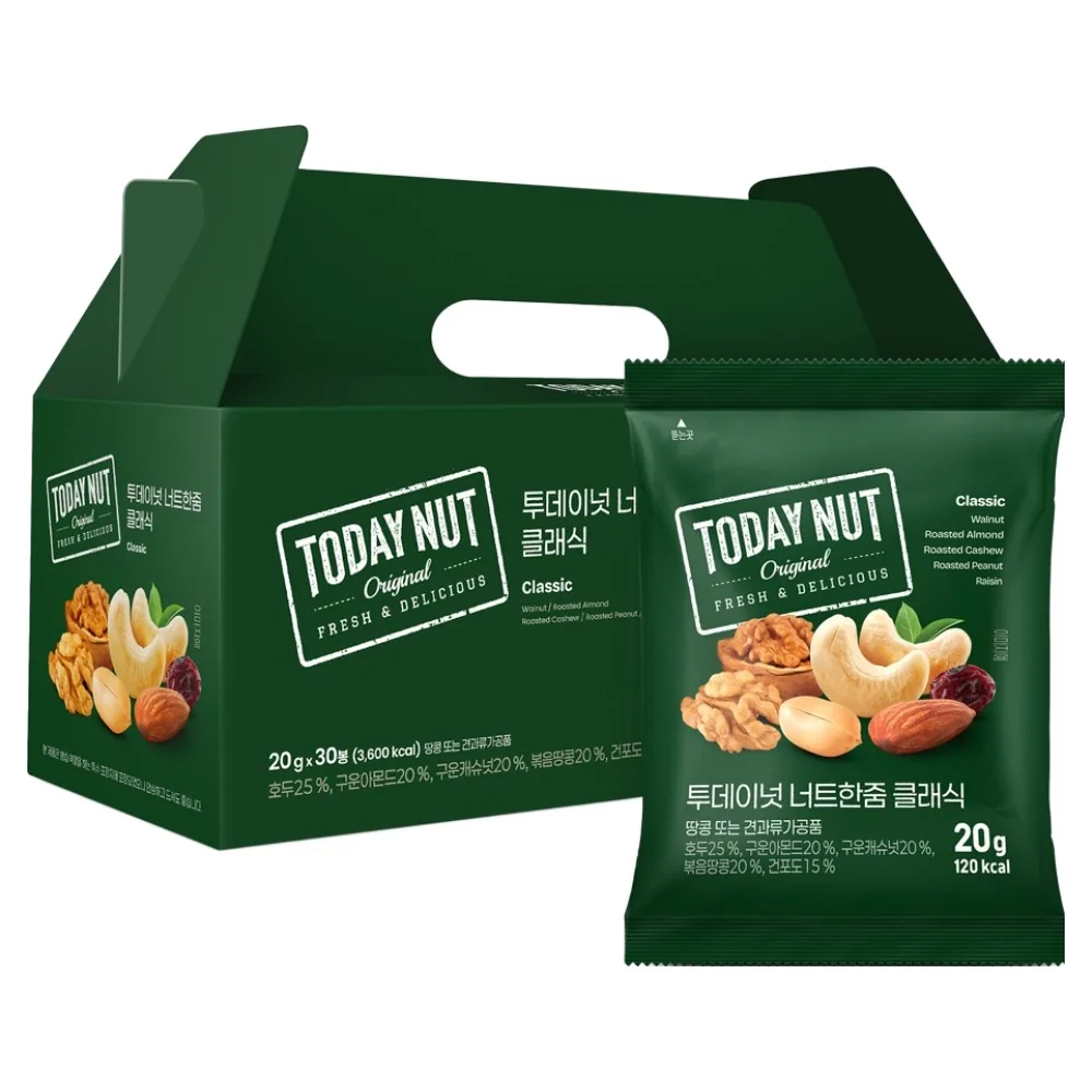 쿠팡 투데이넛 너트한줌 클래식 30p 600g