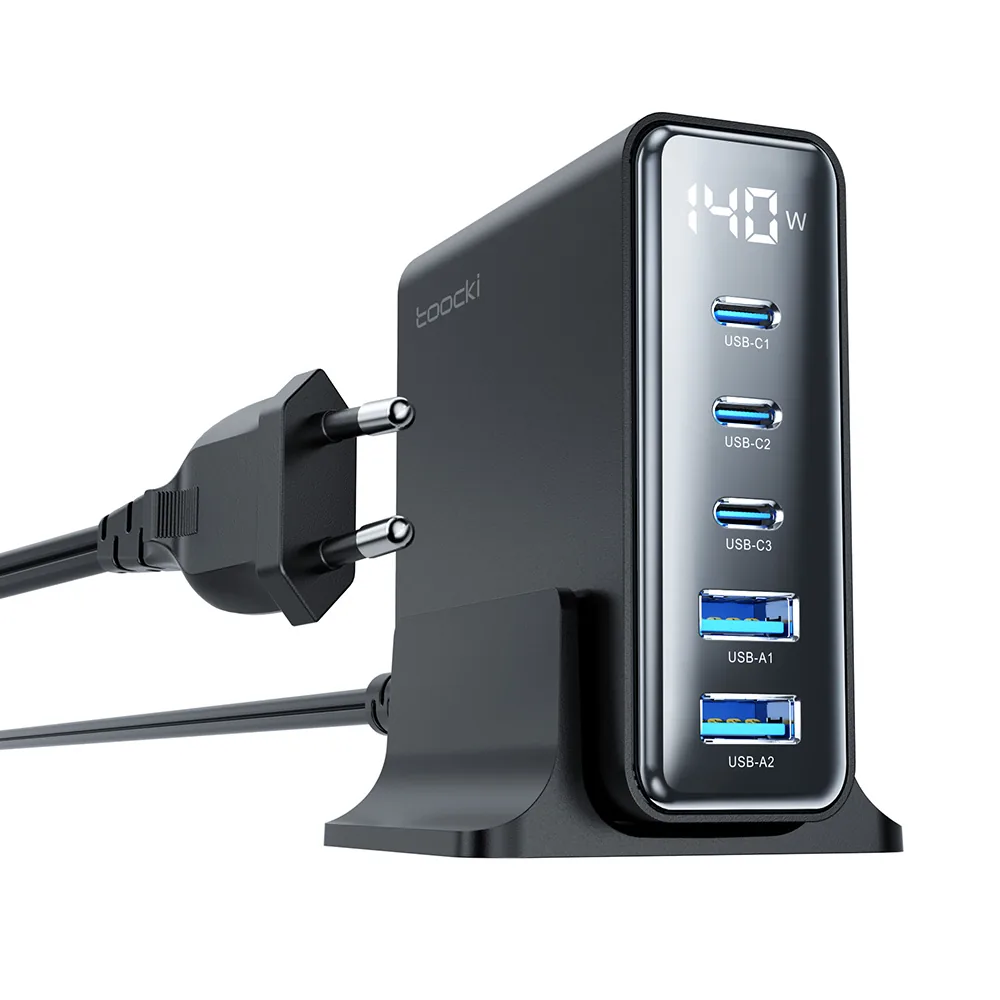쿠팡 Toocki 투키 GaN 140W LED 디스플레이 3C2A 5포트 C타입 PD3.0 PPS 멀티충전기