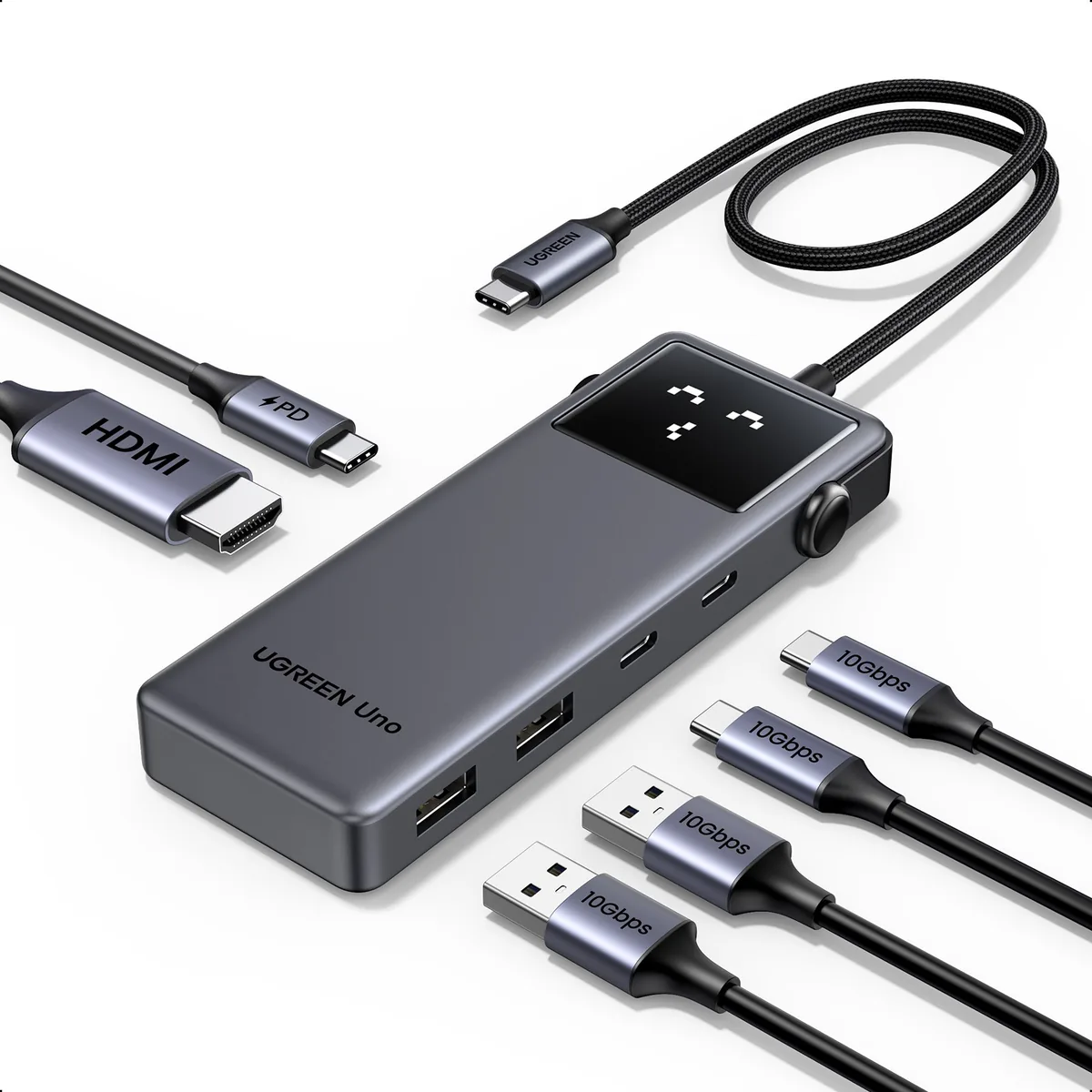 쿠팡 UGREEN 유그린 Uno 6포트 USB 3.2 C타입 멀티 허브 10Gbps HDMI2.0 4K60Hz PD100W Grey