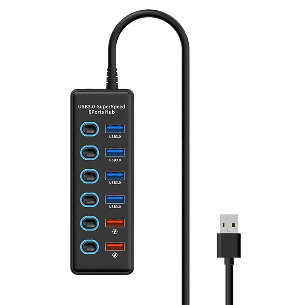 쿠팡 라온디지털 6포트 USB3.0 유전원 멀티 허브 1.5m