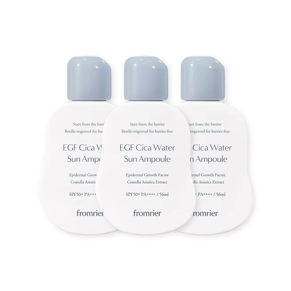 쿠팡 프롬리에 비건 EGF 시카 워터 선앰플 선크림 자외선차단제 유기자차 3개 56ml