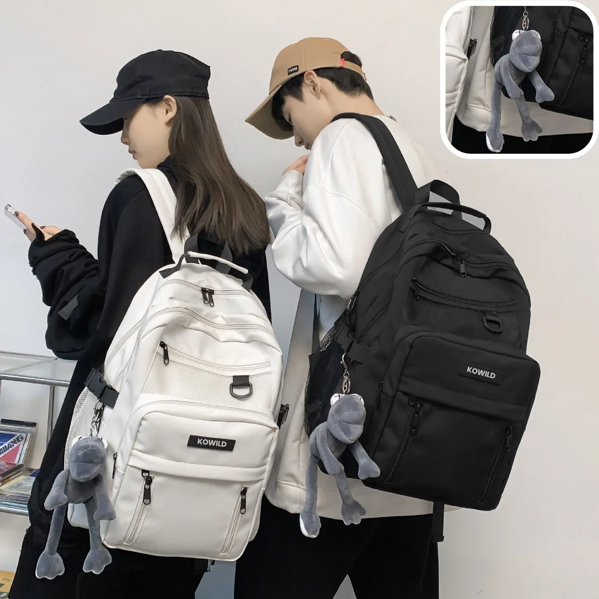 쿠팡 남녀공용 방수 대용량 데일리 백팩 + 개구리 키링