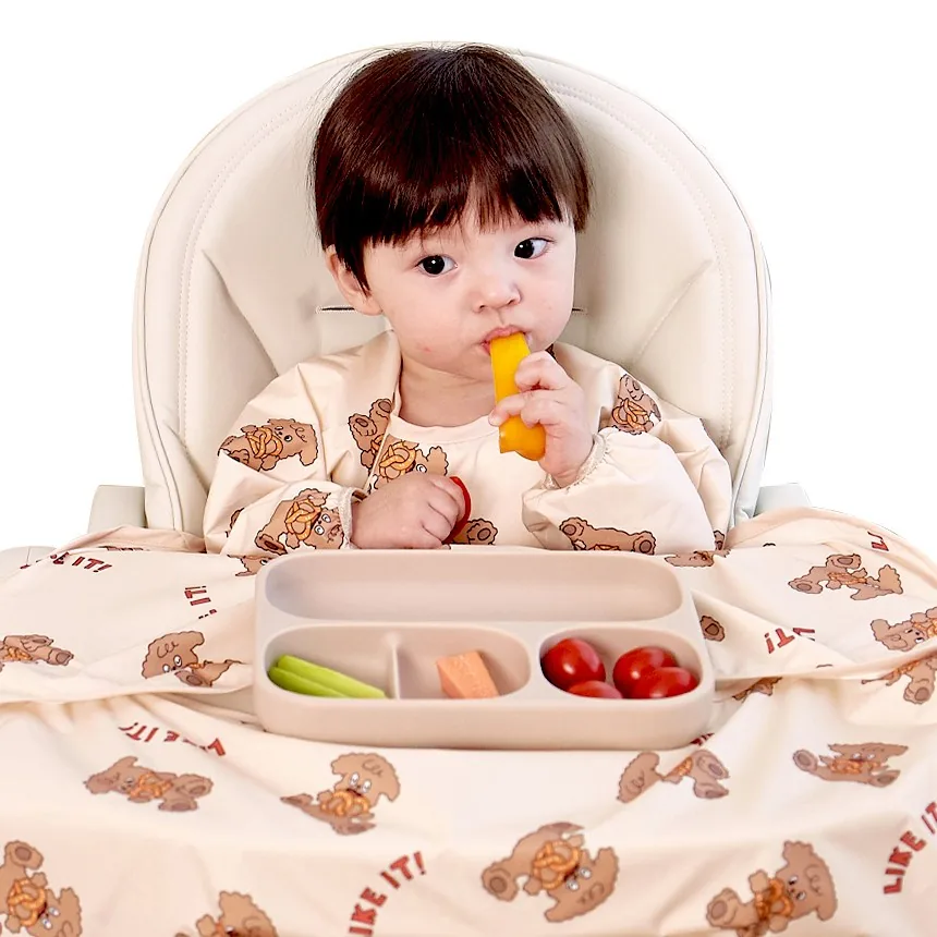 쿠팡 아이주 식탁일체형 이유식 턱받이 긴팔오픈형