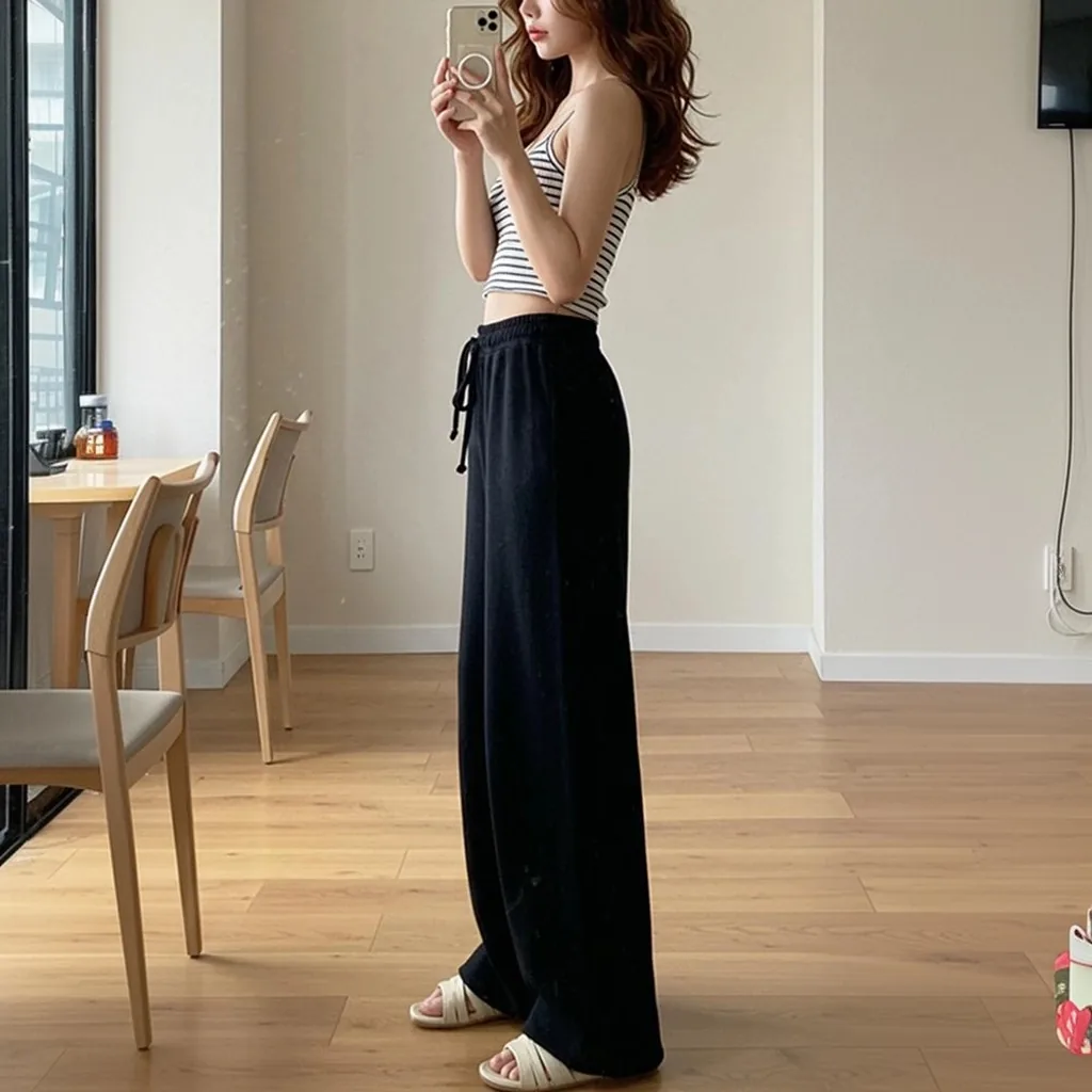 쿠팡 시크벤 여성 아이스쿨 찰랑 레이온 와이드 밴딩 팬츠