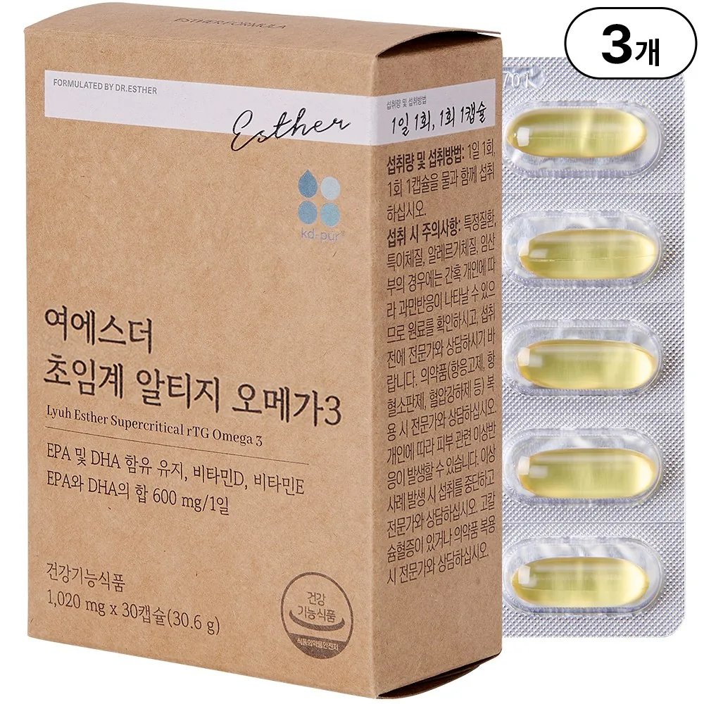 쿠팡 여에스더 초임계 알티지 오메가3 1020mg 30정 3박스
