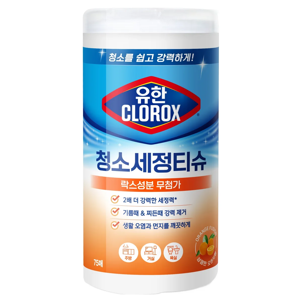 쿠팡 유한클로락스 청소세정티슈 오렌지퓨전 75매