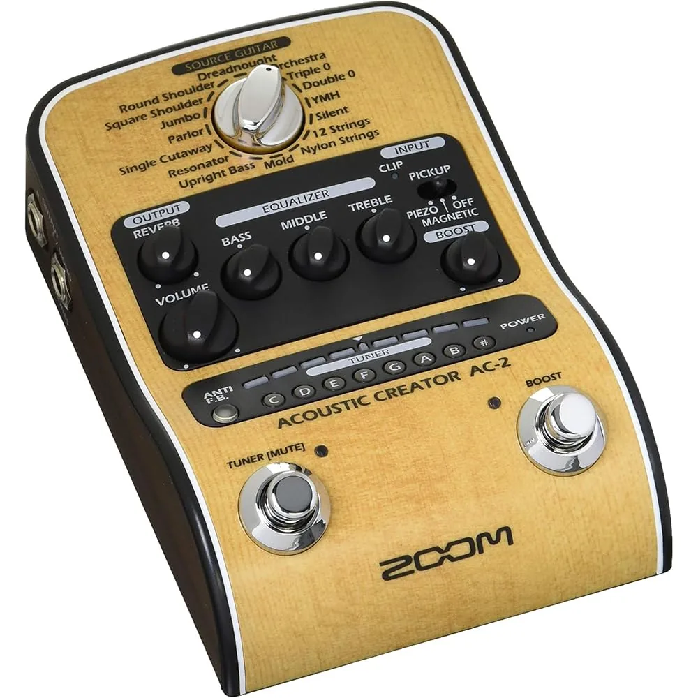 쿠팡 ZOOM AC-2 DI 2 줌 어쿠스틱 기타용 프리앰프 피에조마그네틱 픽업